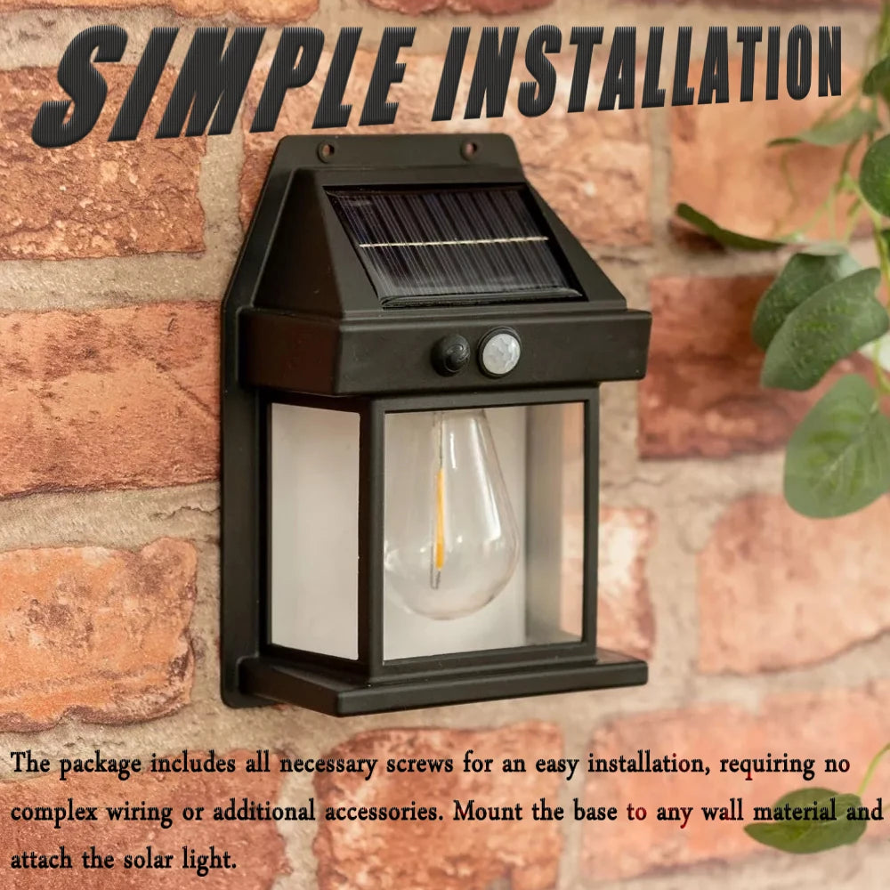 Lámparas Solares de Pared Exterior con Sensor de Movimiento Retro