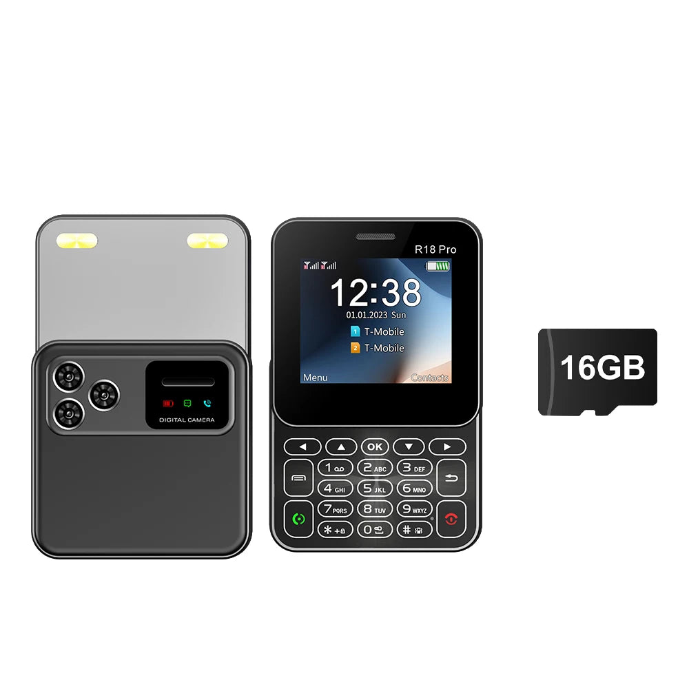 SERVO R18 Pro pantalla giratoria Mini teléfono móvil 2 SIM marcación de velocidad lista negra antorcha de voz mágica 2,4 "pantalla deslizante de botón teléfono móvil