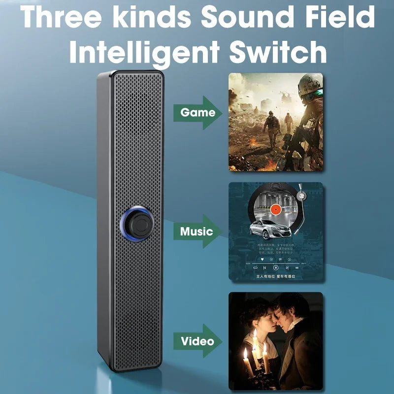 Barra de sonido para PC, Altavoz Bluetooth inalámbrico y con cable, barra de sonido alimentada por USB para TV, Pc, portátil, juegos, sistema de Audio envolvente para cine en casa