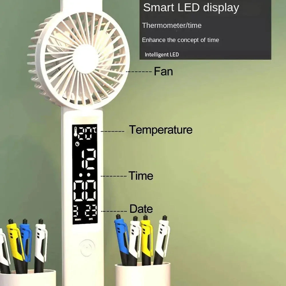 Lámpara de escritorio LED, lámpara de ventilador plegable portátil, reloj de pantalla inteligente, lámpara de escritorio recargable por USB, protección ocular, luz de escritorio de lectura para estudio