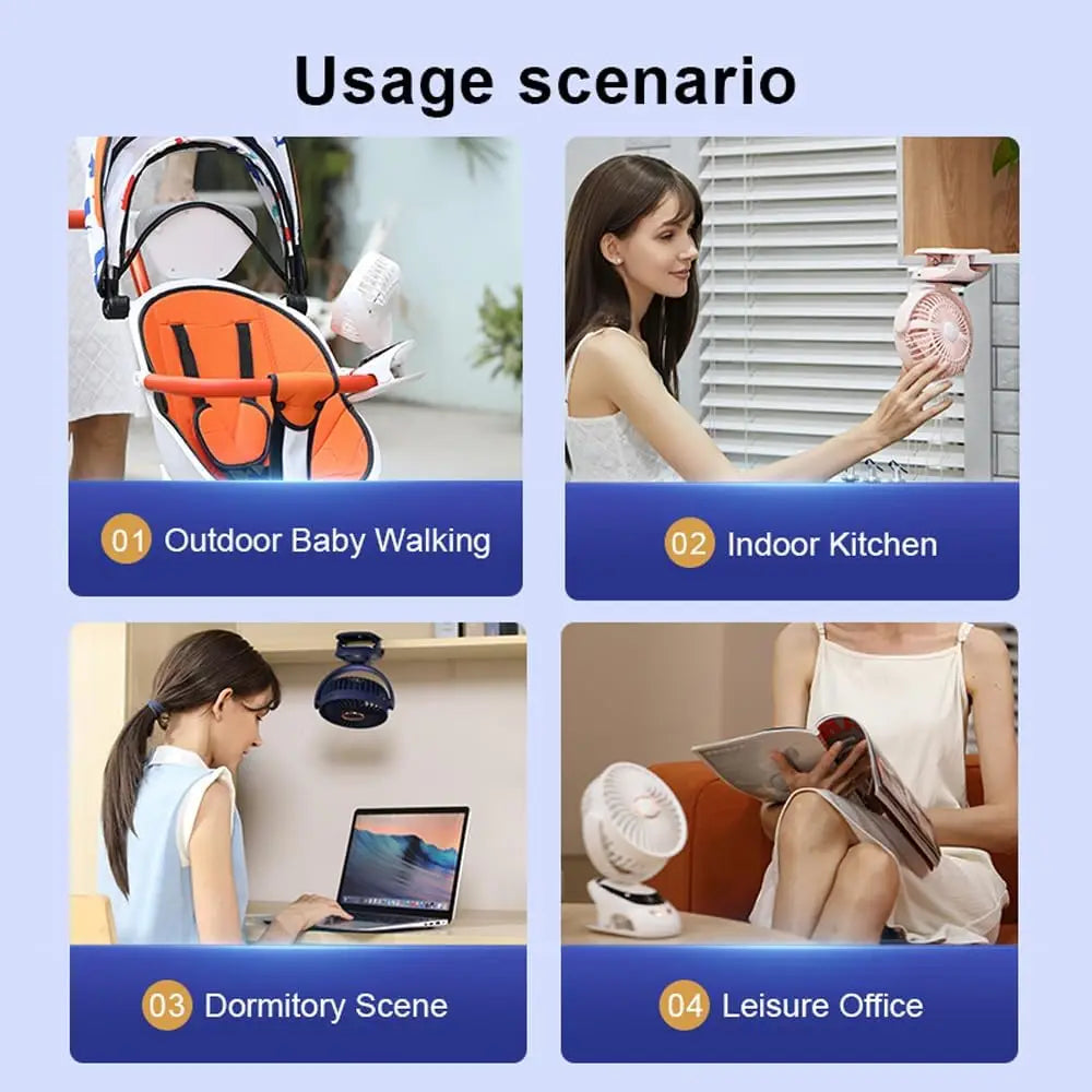 Ventilador con Clip Portátil para Escritorio y Cama