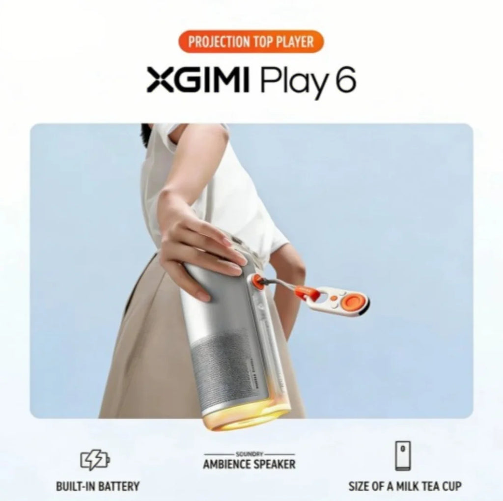 Proyector XGIMI Play 6 DLP 1080P con Batería de 20000 mAh, 600 CVIA Lúmenes, Cine en Casa, Apto para Camping y Uso Doméstico