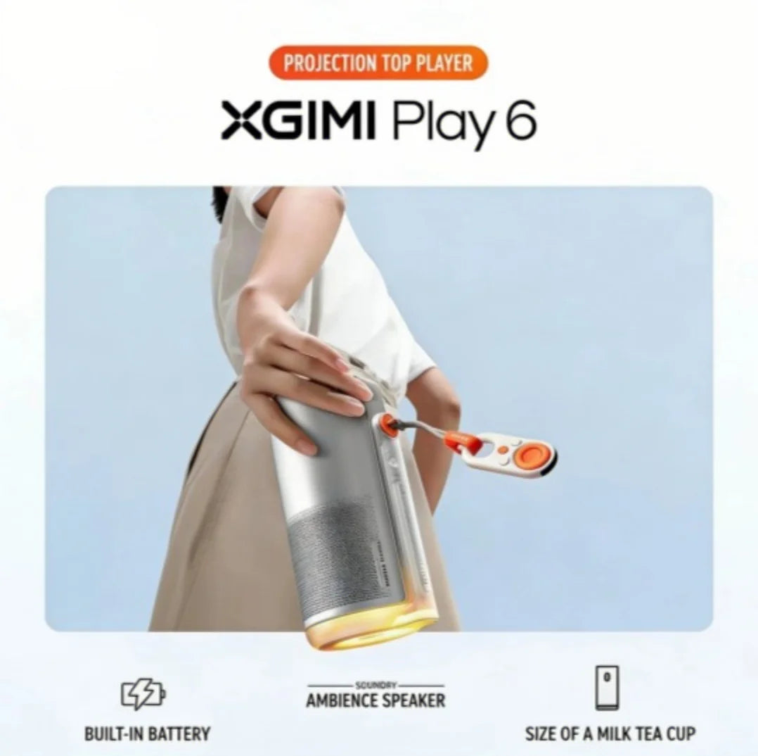 Proyector XGIMI Play 6 DLP 1080P con Batería de 20000 mAh, 600 CVIA Lúmenes, Cine en Casa, Apto para Camping y Uso Doméstico