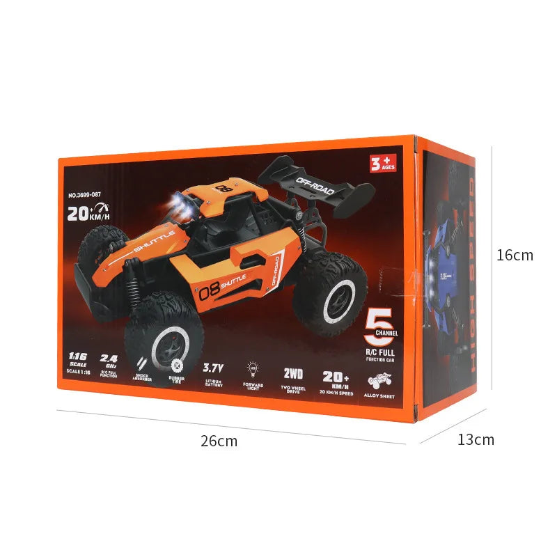 Coche RC 1:16 con Luces LED, Todoterreno, Vehículo de Escalada
