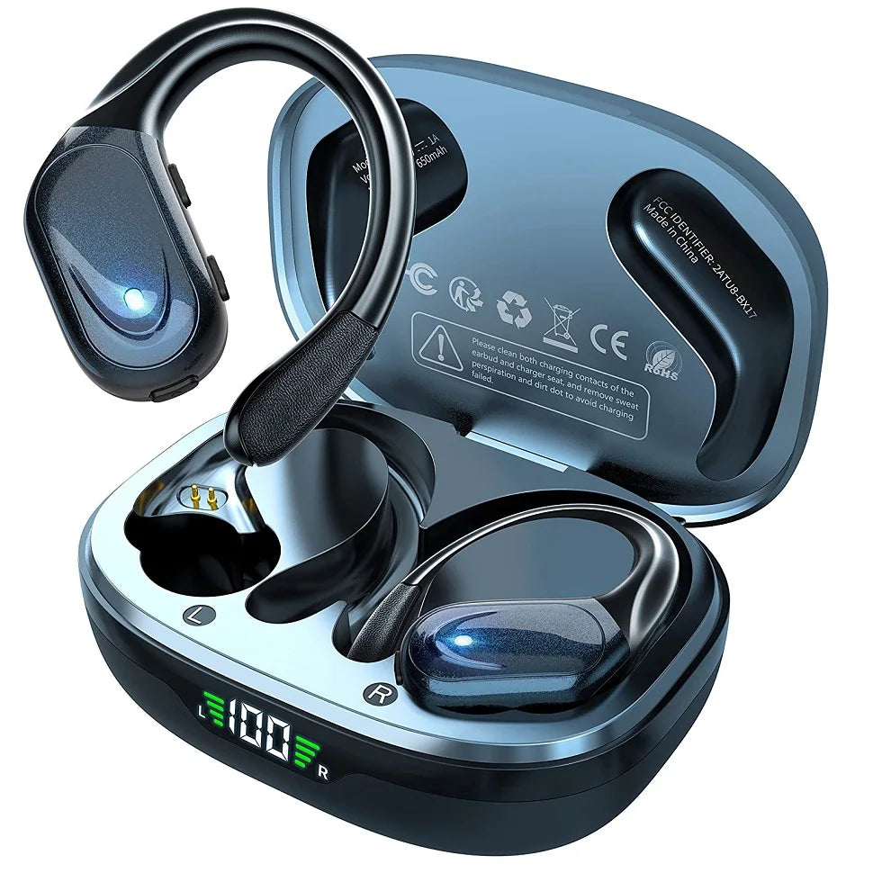 Auriculares Bluetooth 5.3 TWS Deportivos con Gancho y IPX6