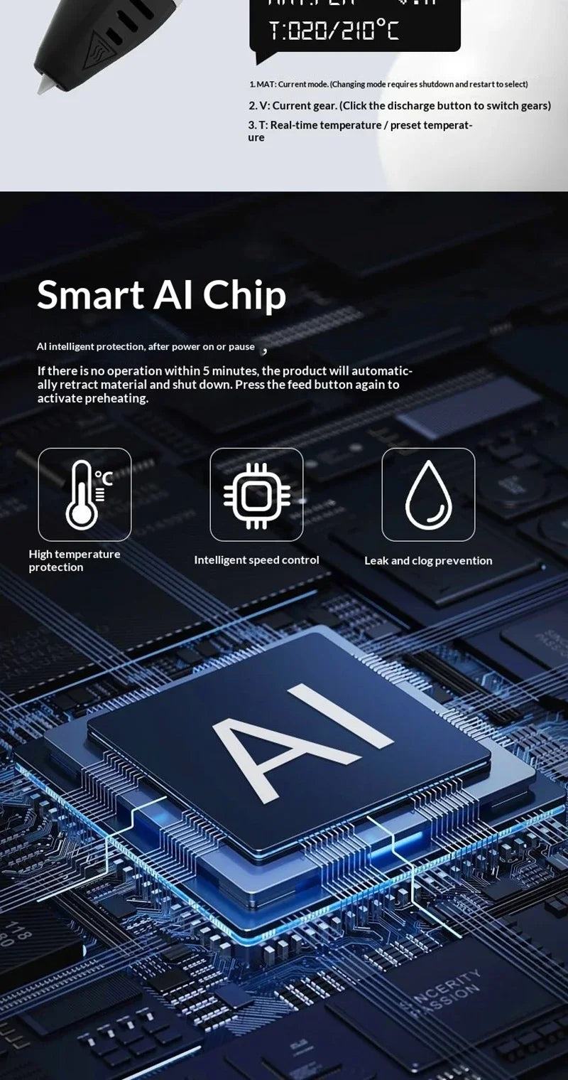 Lápiz 3D Profesional con Pantalla OLED y Control de Temperatura