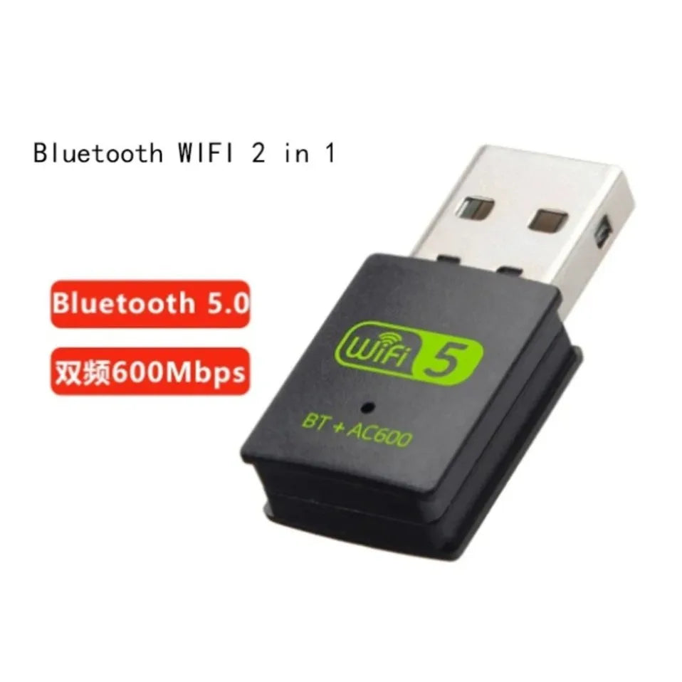 Adaptador USB WiFi Bluetooth de 600Mbps 2 en 1 BT 4.2 de doble banda 2.4G/5GHz, tarjeta de red inalámbrica sin controlador para PC, portátil y computadora de escritorio