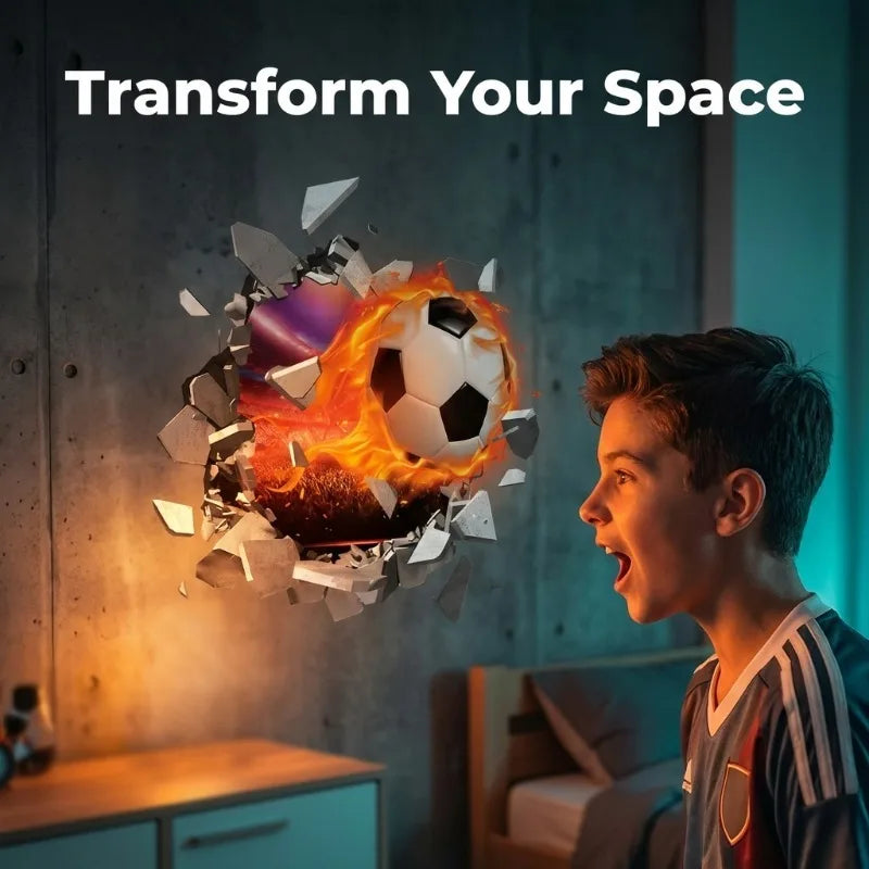Pegatinas de Pared de Fútbol 3D, Adhesivos Removibles para Habitación de Niños, Decoración de Pared para Dormitorio, Decoración Deportiva Infantil