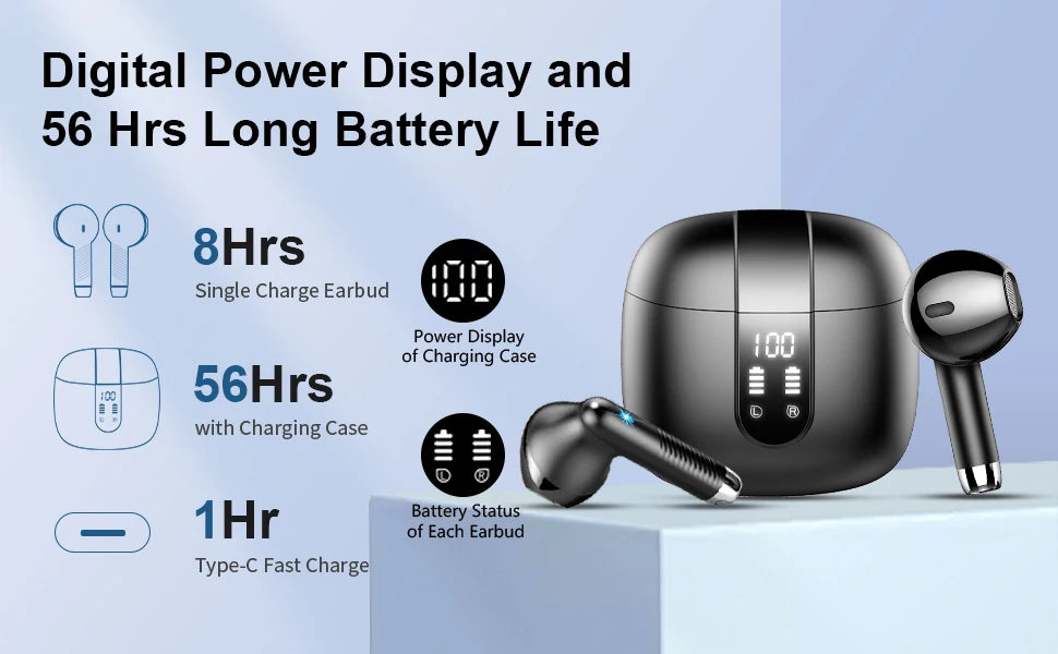 Auriculares Inalámbricos Bluetooth 5.3 con ENC y 40h de Autonomía