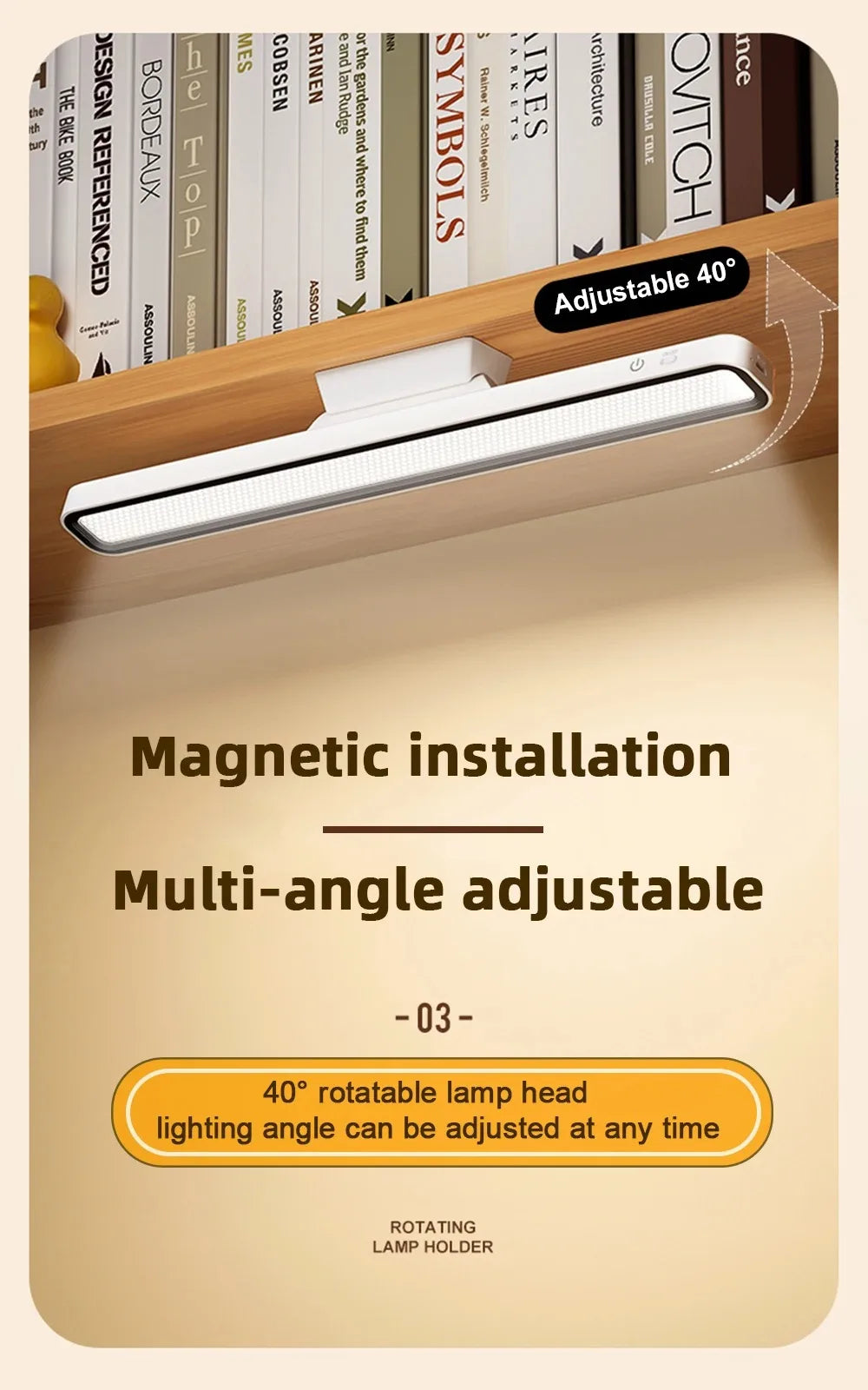 Lámpara LED USB Recargable Magnética con Atenuación Continua para Dormitorio