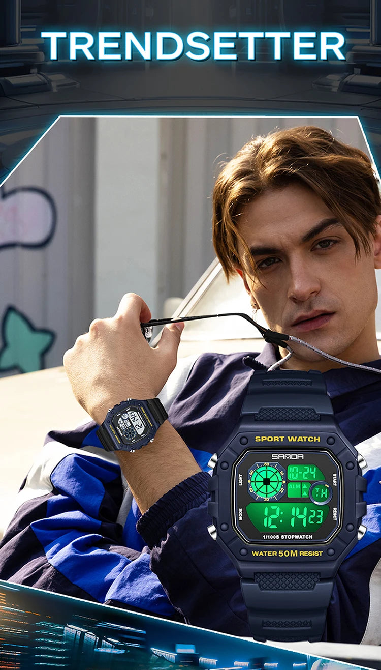 Reloj Digital SANDA 2202 para Hombre, LED Deportivo Impermeable 5 Bar