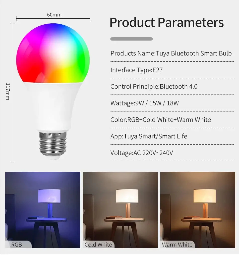 Bombillas LED Inteligentes Tuya Bluetooth E27