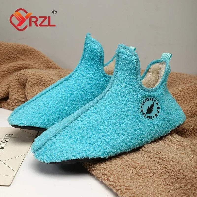 YRZL, zapatos de algodón de invierno para hombre, zapatillas ligeras sin cordones de alta calidad, mocasines de algodón de felpa para interiores, zapatos cálidos Unisex