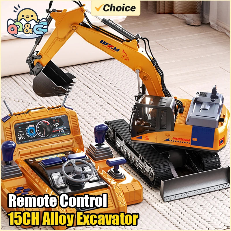 Coche RC 12/13/15Ch, excavadora de aleación, vehículo de ingeniería para niños, juguete, volante de suelo, coches de control remoto, juguetes para niños