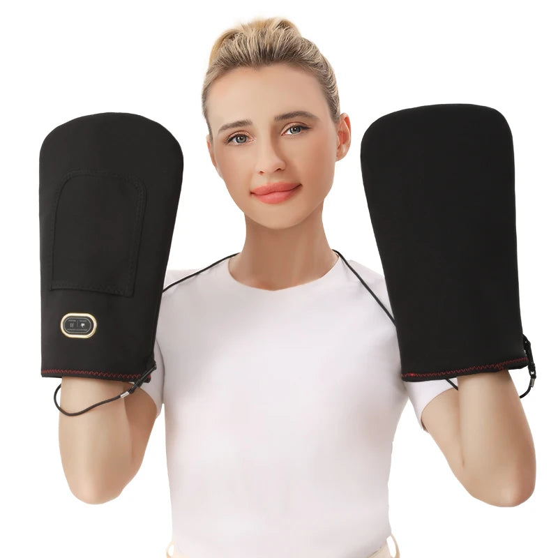 Guantes Eléctricos con Calor y Vibración, Masajeador con 3 Temperaturas Ajustables, Compresa Caliente para Aliviar el Malestar de Manos y Dedos