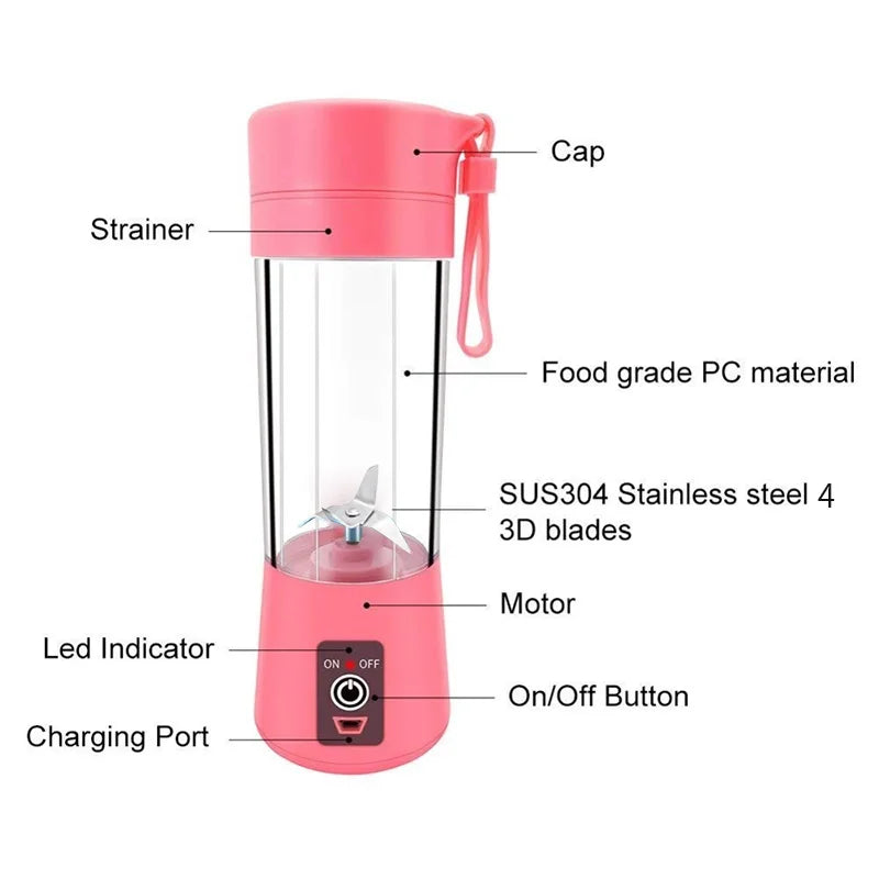 Licuadora Portátil USB Recargable para Smoothies y Batidos