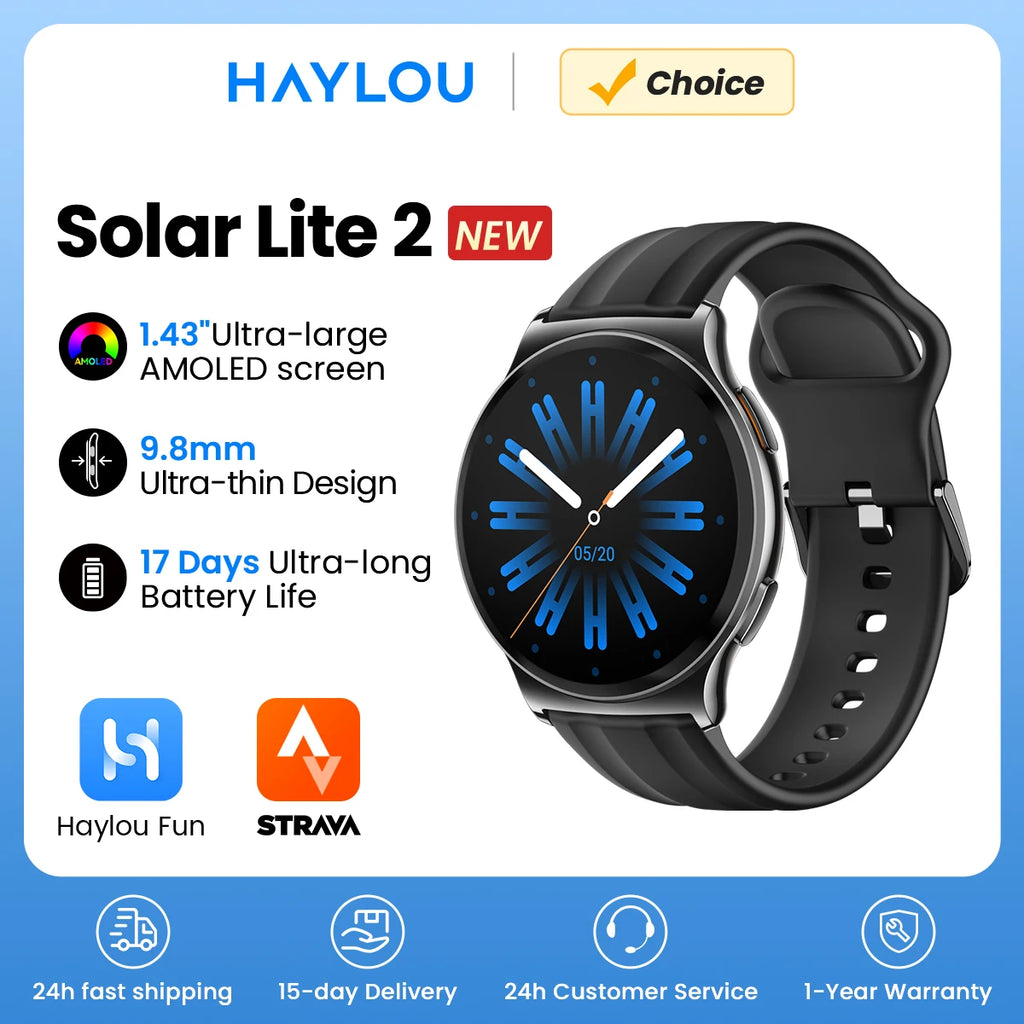 Reloj Inteligente Solar Lite 2 con AMOLED, Modos Deportivos y Llamadas