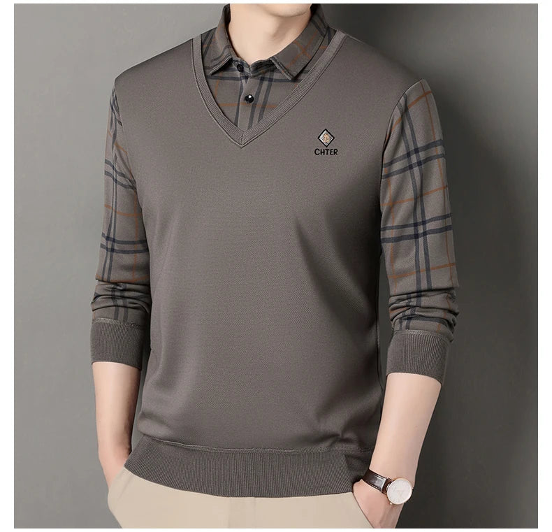 Suéter de Punto a Cuadros para Hombre | Cuello Cuadrado