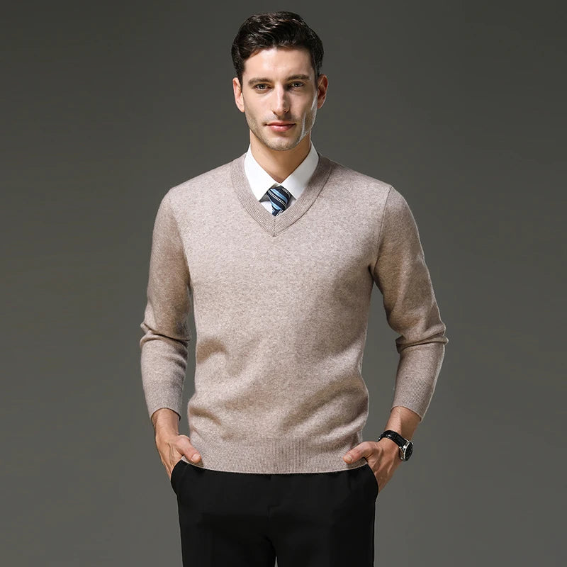 Suéter de Punto Grueso Antipilling para Hombre - Cuello en V