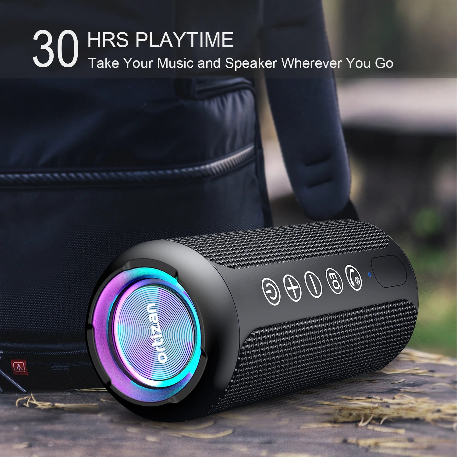 Altavoz Bluetooth Ortizan X10, altavoz portátil de graves mejorado con ranura para tarjeta TF, 30H de reproducción, altavoz resistente al agua IPX7 para acampar