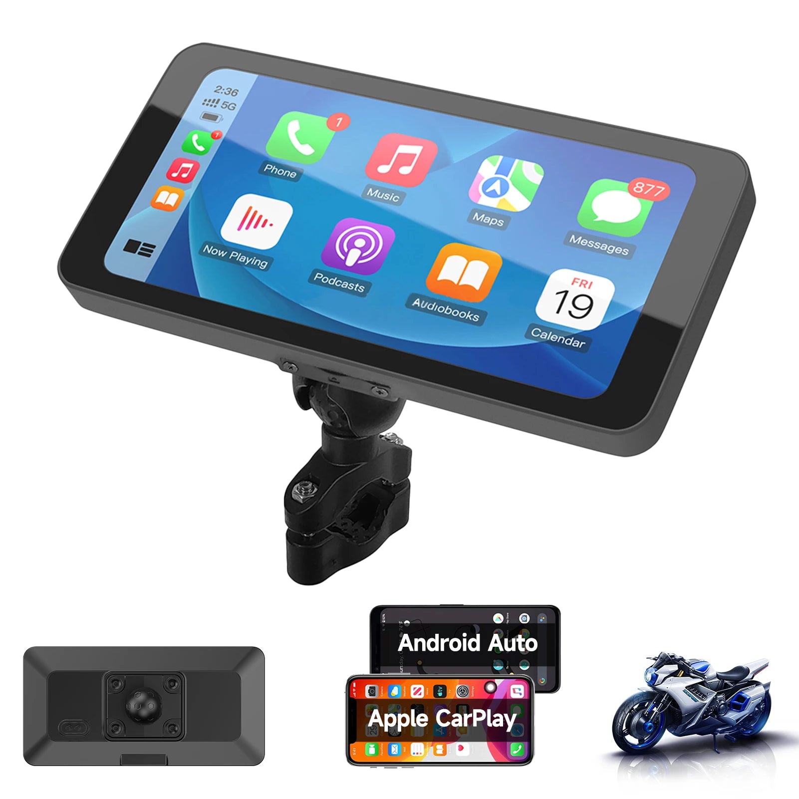 Pantalla táctil inalámbrica del navegador GPS del coche de Apple Carplay/Android de la motocicleta portátil de 6,25 pulgadas