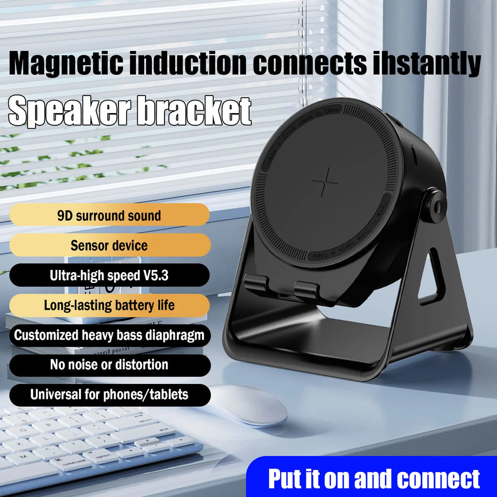Cargador Inalámbrico 5 en 1 con Altavoz Bluetooth, Soporte para Teléfono, Plegable, Ajustable, RGB, Soporte de Escritorio para iPhone 17, 16 y Samsung