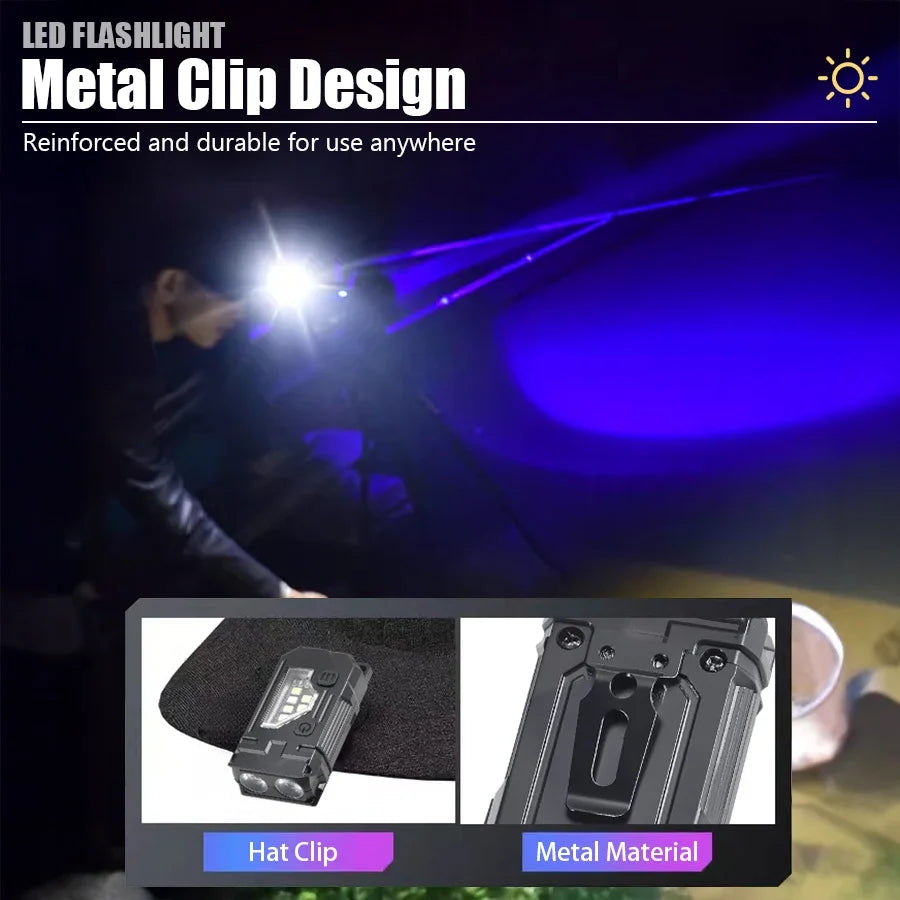 Mini Linterna LED COB Recargable USB con Imán Camping Emergencia