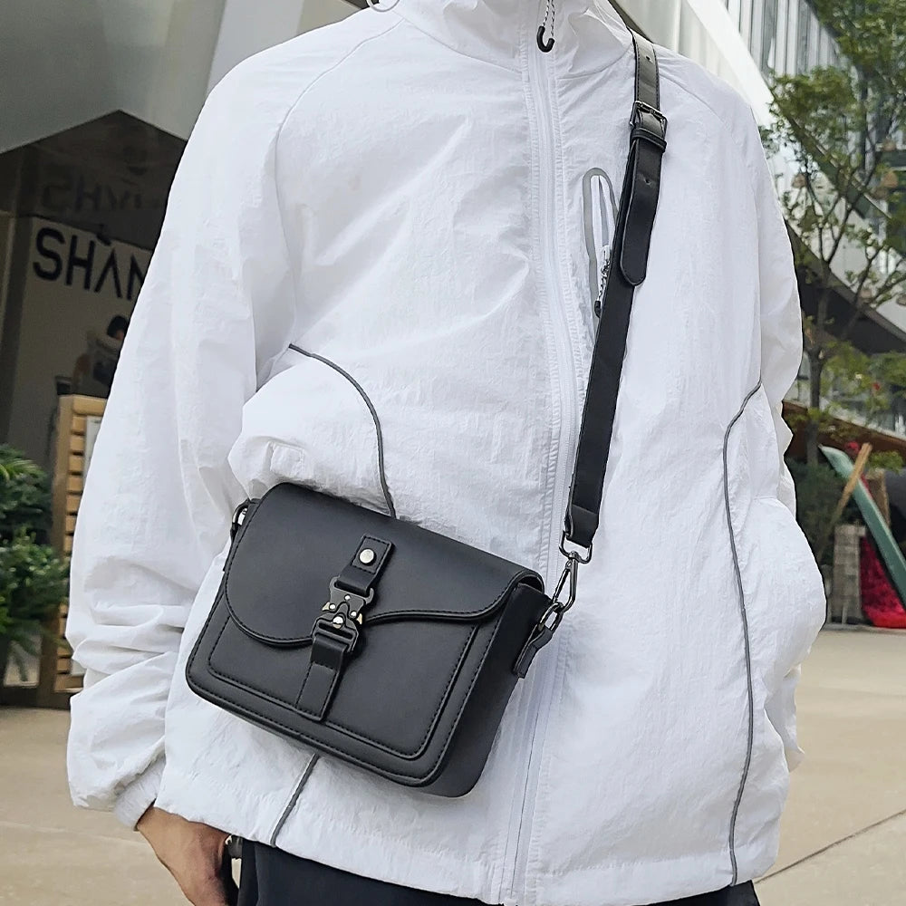 Bolso Cruzado de Cuero Genuino para Hombre, Compacto