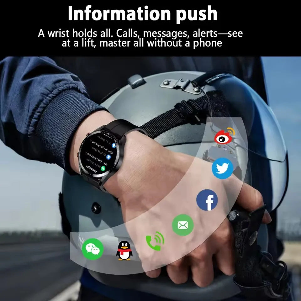 ECG + PPG Bluetooth llamada reloj inteligente hombres láser salud presión arterial Fitnes relojes deportivos hombre deportes impermeable Smartwatch + caja