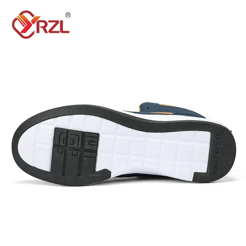 YRZL-Zapatos Deportivos de cuero para hombre, Zapatillas altas impermeables para caminar, ocio, antideslizantes, primavera y otoño