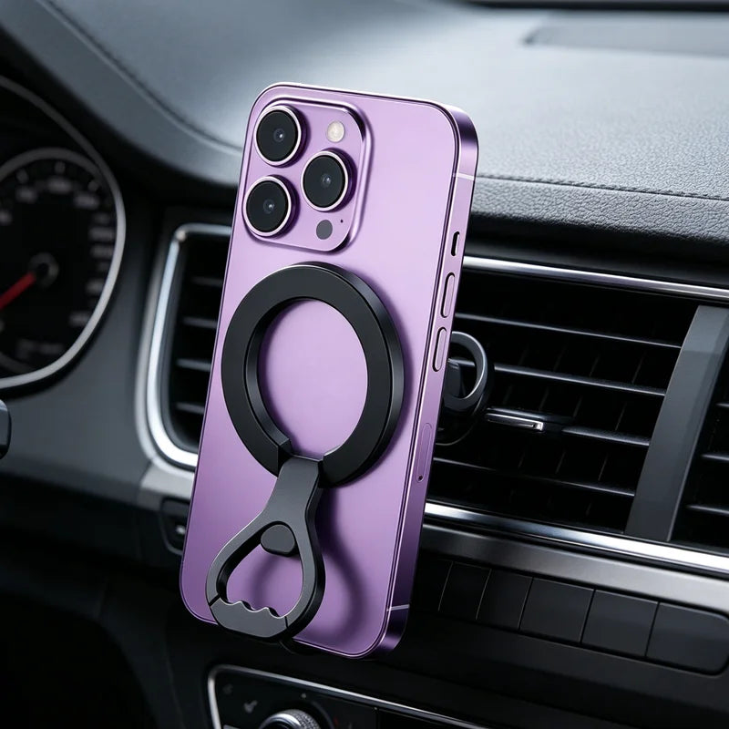 Soporte Magnético para Teléfono de Coche con Anillo, Soporte de Imán Fuerte y Abrebotellas para Magsafe iPhone 17 16 15 14 13 12 Pro Max
