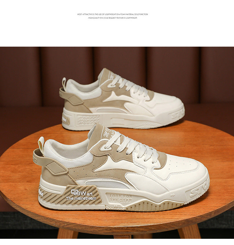 Zapatillas de deporte de otoño para hombre, zapatos de plataforma cómodos, zapatos vulcanizados con cordones de tendencia, Zapatillas informales blancas