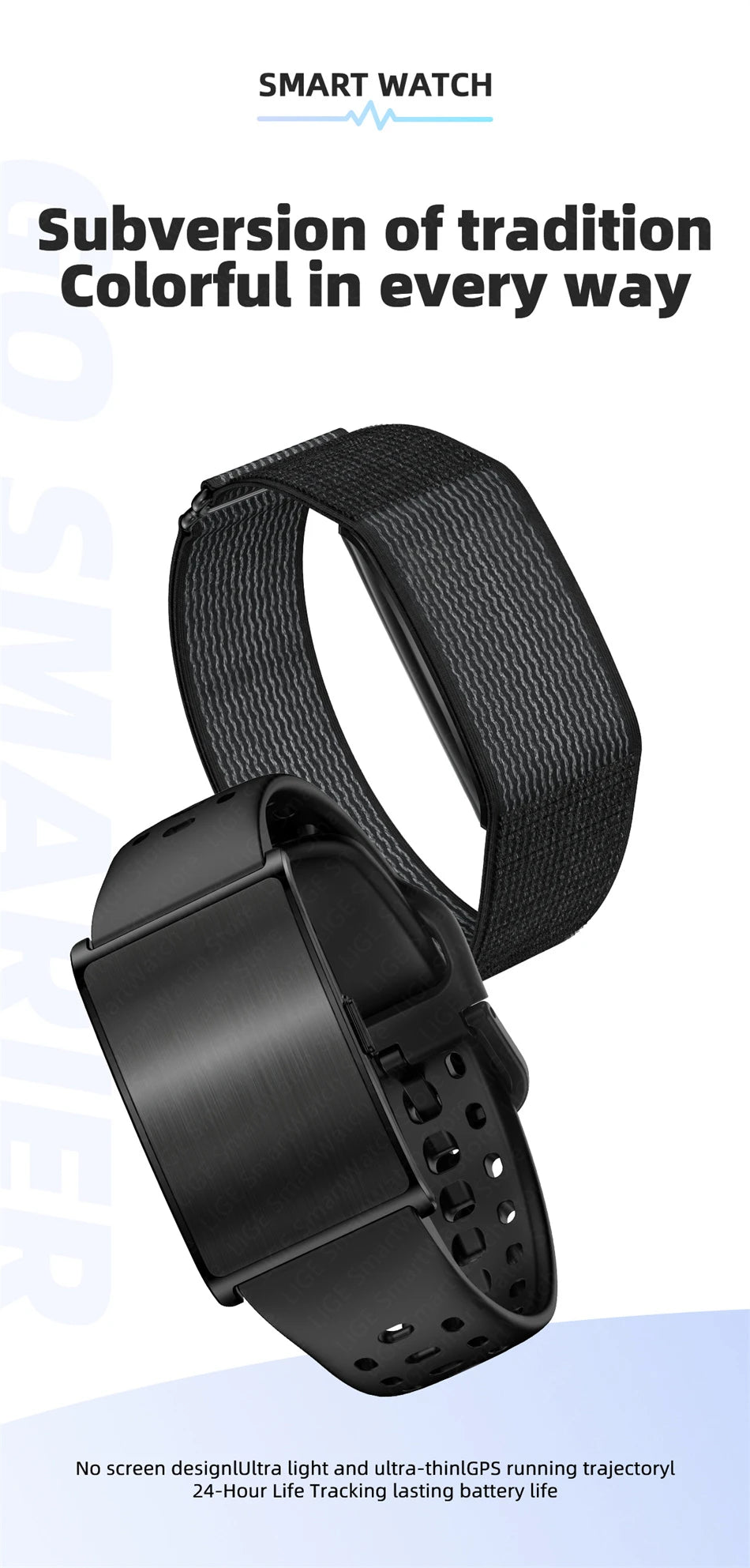 Pulsera inteligente LIGE sin pantalla con GPS y monitor de salud