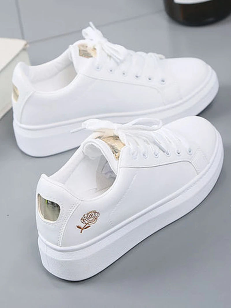 Zapatillas Bordadas con Flores para Mujer | Cuero PU Transpirable