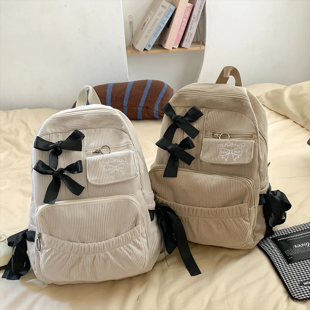 Mochila Estilo Coreano con Lazo para Mujer