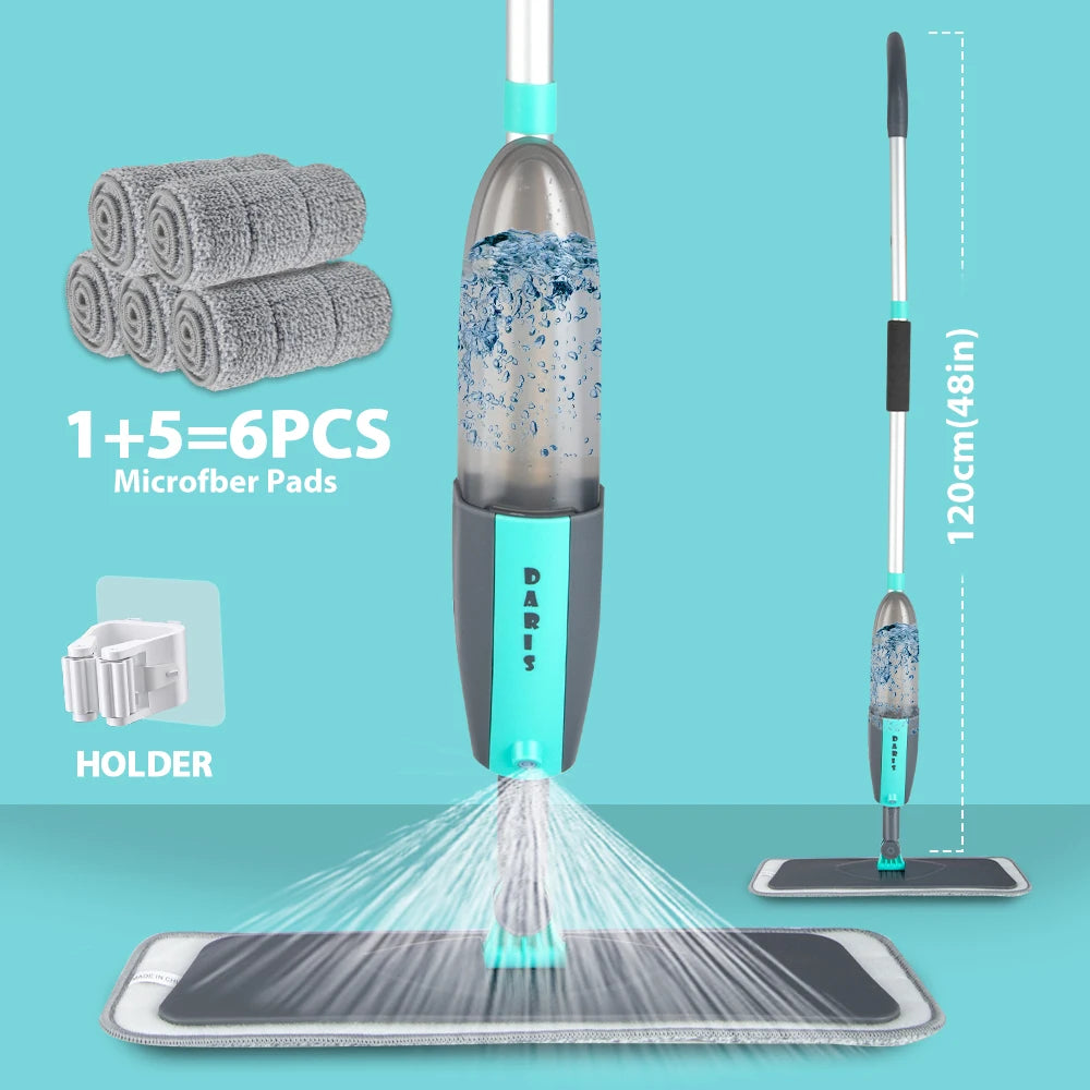Fregona Spray 360° Rotación con Almohadillas de Microfibra para Pisos
