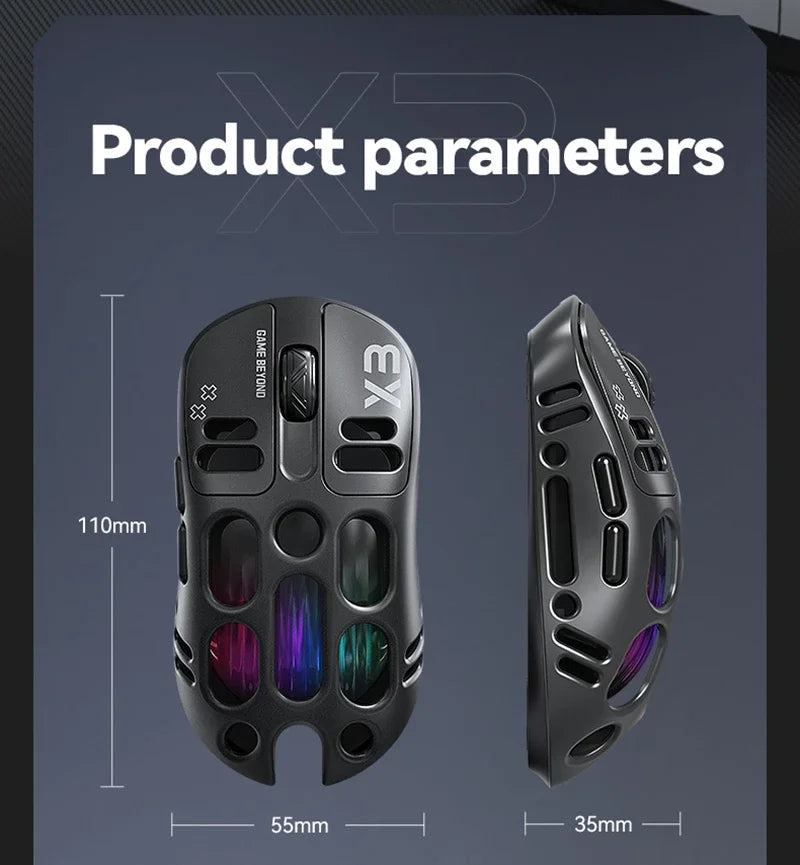 Mouse Gamer Lenovo X3 Triple Modo, RGB, Bluetooth, USB-C, Recargable