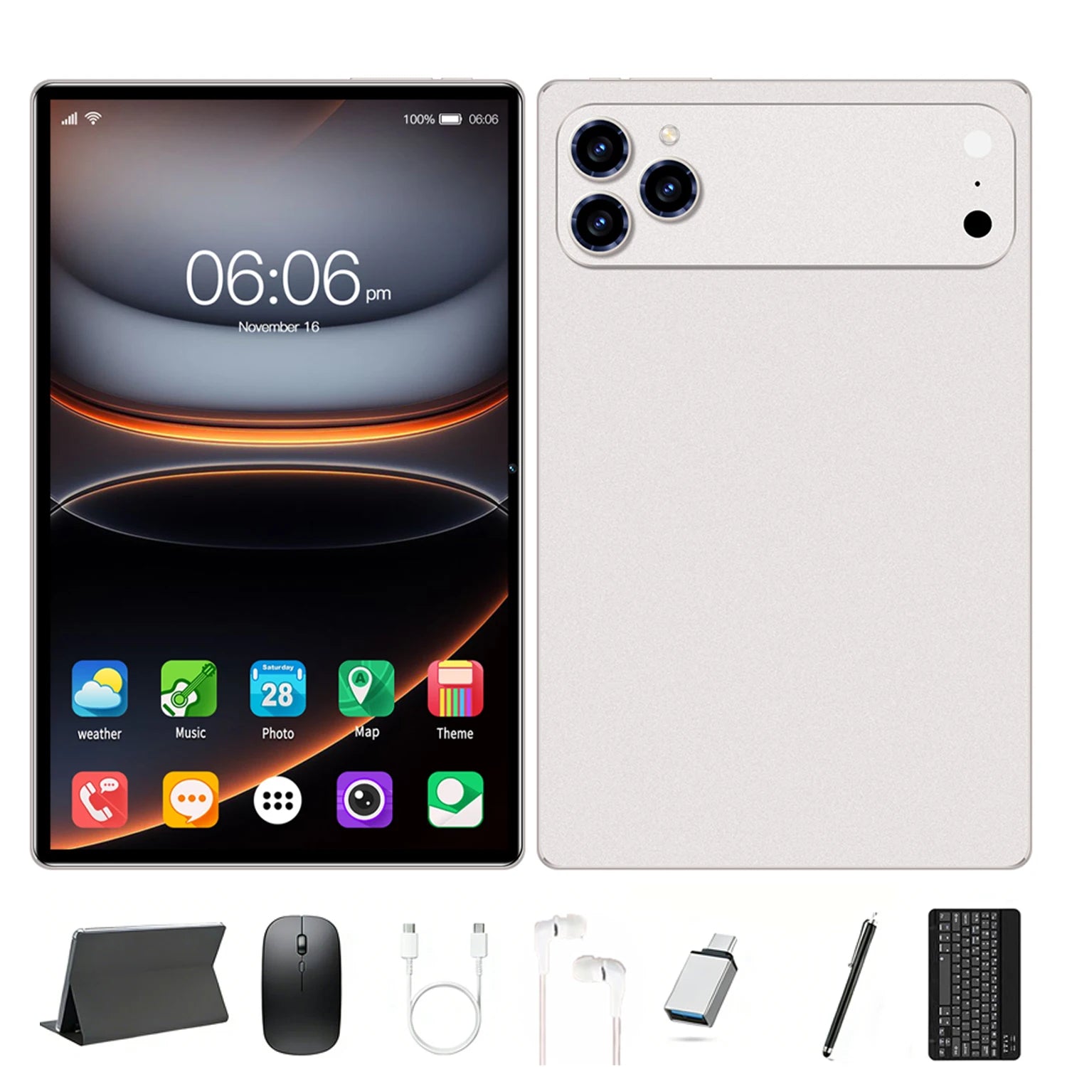 Tablet PC de 10 pulgadas, sistema Android 15, procesador de cuatro núcleos, 8 GB + 256 GB de almacenamiento, expandible hasta 1 TB, compatible con WiFi 6