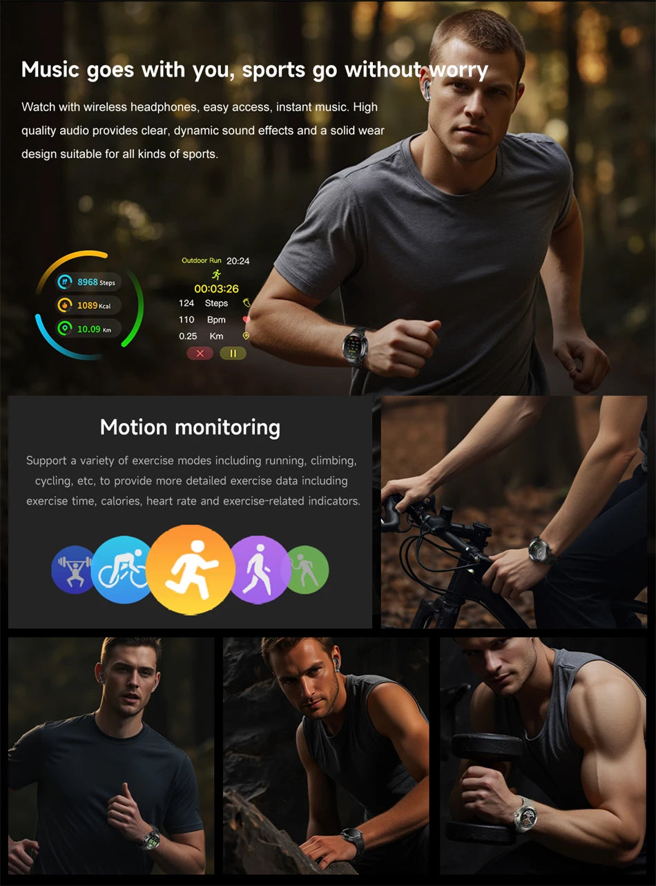 Smartwatch LIGE 2 en 1 con auriculares TWS Bluetooth, NFC y rastreador deportivo