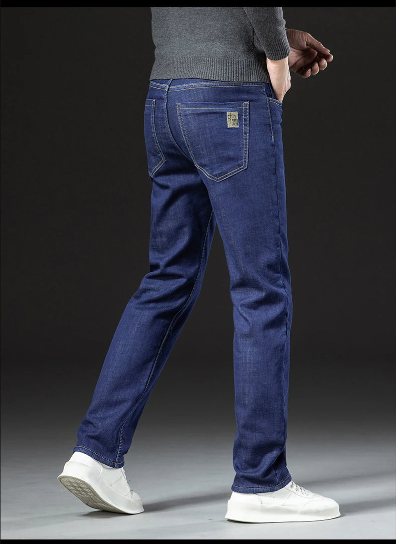 Pantalones Vaqueros de Invierno para Hombre, Forro de Cordero, Talla Grande
