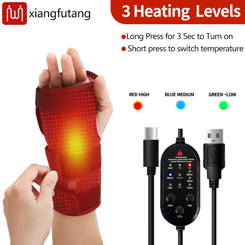 Masajeador Eléctrico USB para Muñeca y Mano con Calor y Vibración