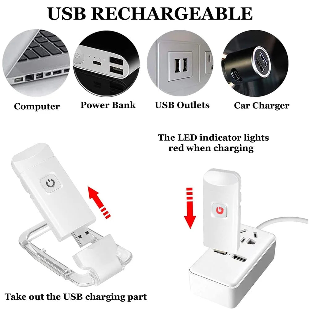 Mini Luz de Lectura LED con Clip, Brillo Ajustable