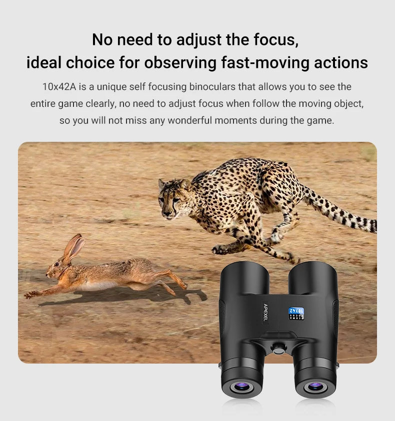 Binoculares HD 10x42 APEXEL con Autoenfoque para Exteriores
