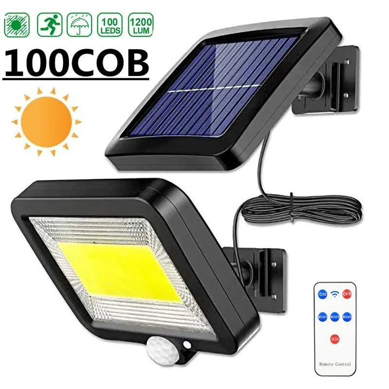 Lámpara Solar LED COB con Sensor de Movimiento para Jardín