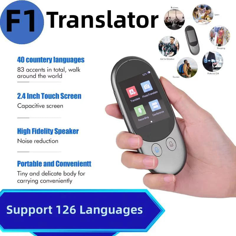 Traductor de voz instantáneo en línea, 126 idiomas, F1, con cámara, compatible con escaneo fotográfico, traducción
