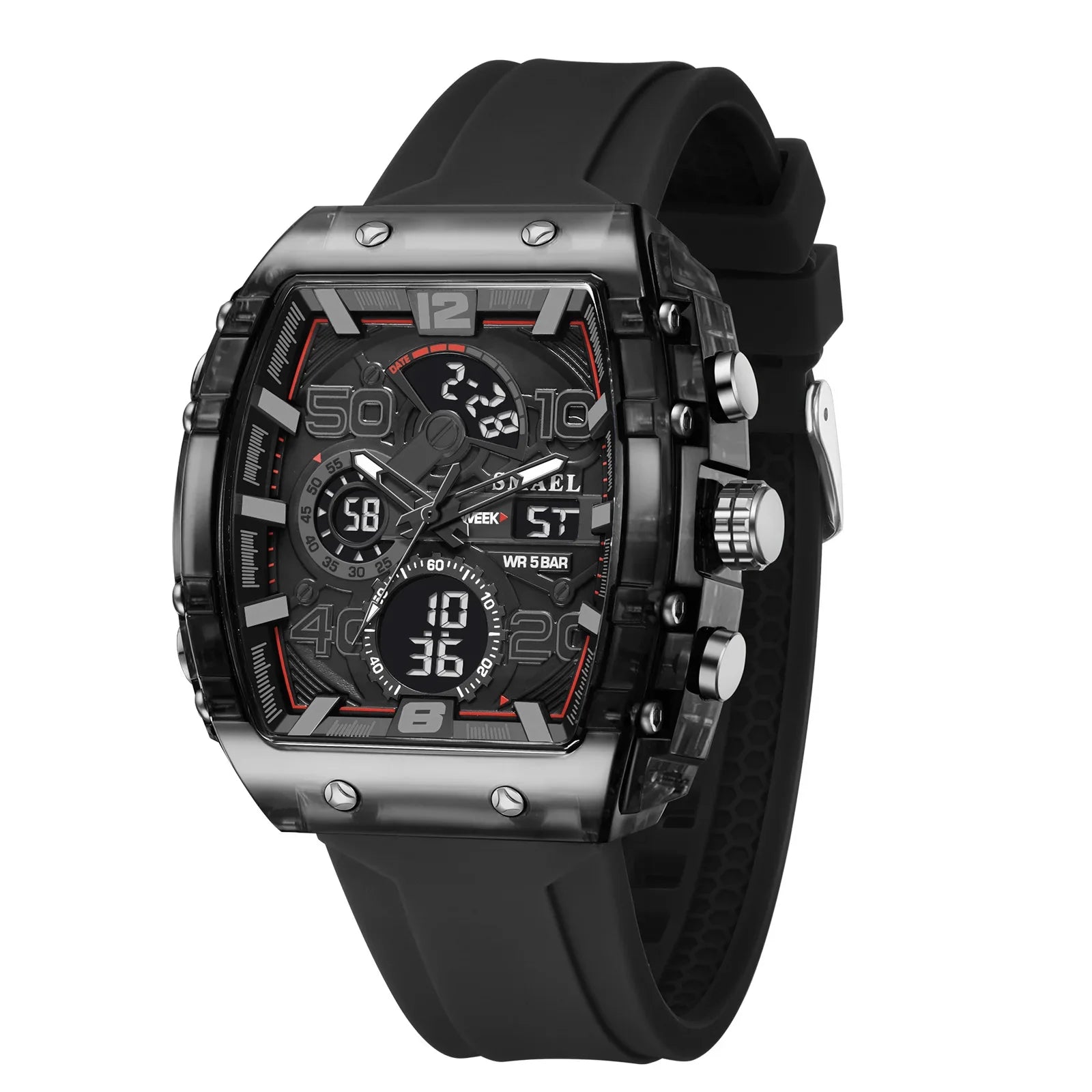 SMAEL 8109 nuevo reloj para hombre, deportivo multifuncional, resistente al agua hasta 50M, pantalla Dual, luz LED nocturna, reloj electrónico para estudiantes de ocio
