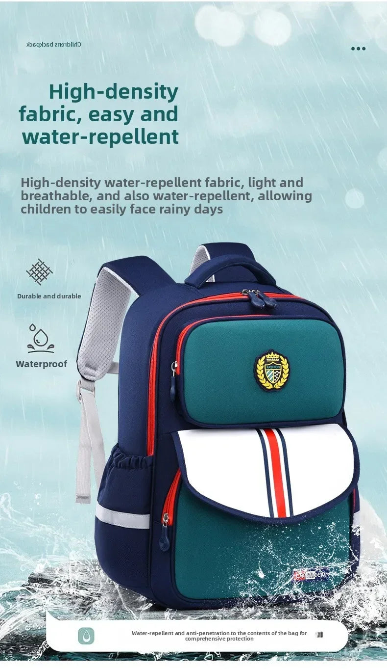 Mochila escolar para niños de grado 1 y 6, mochila duradera impermeable de tela Oxford ligera con diseño ergonómico