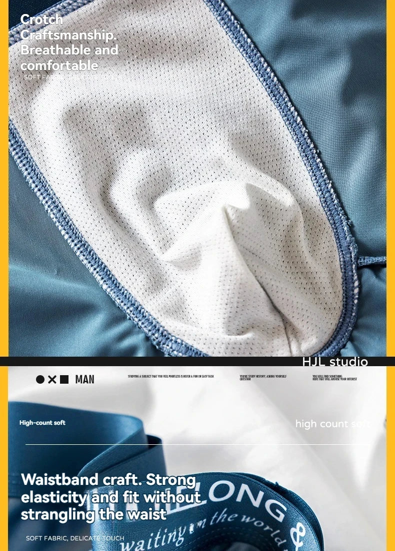 3 unids/pack de Boxers de lujo de seda de hielo tipo satén, calzoncillos de verano lisos y lisos para hombre, bragas con entrepierna de malla transpirable, ropa interior