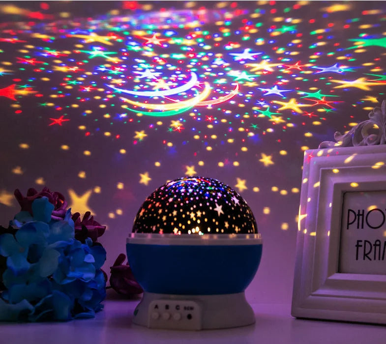 Proyector de lámpara de noche, proyector de luz nocturna de cielo estrellado, decoración de lámpara de bebé, proyector giratorio de Luna y galaxia para guardería, luz de mesa