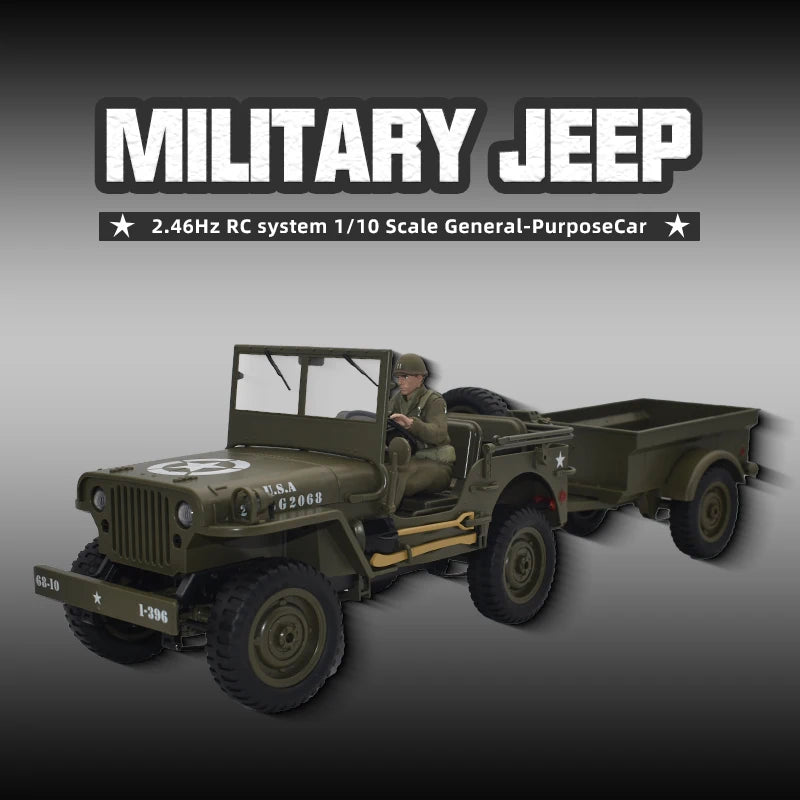 Coche RC JJRC C8815, Jeep Willys 1941, 2.4g 4WD RTR, Crawler, Camioneta Militar Todoterreno, Juguete de Escala, Regalo para Niños